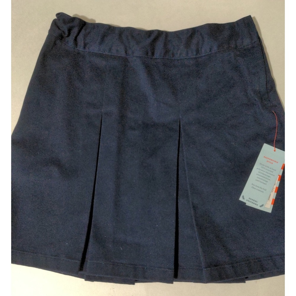 Cat & Jack Girls Pleated Front School Uniform Navy Blue Skort Size 12 Plus NWT